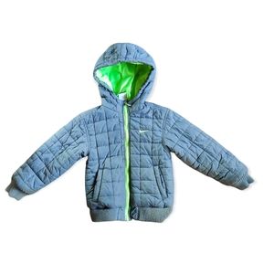 Nike Kids Gray and Green Puffer Jacket